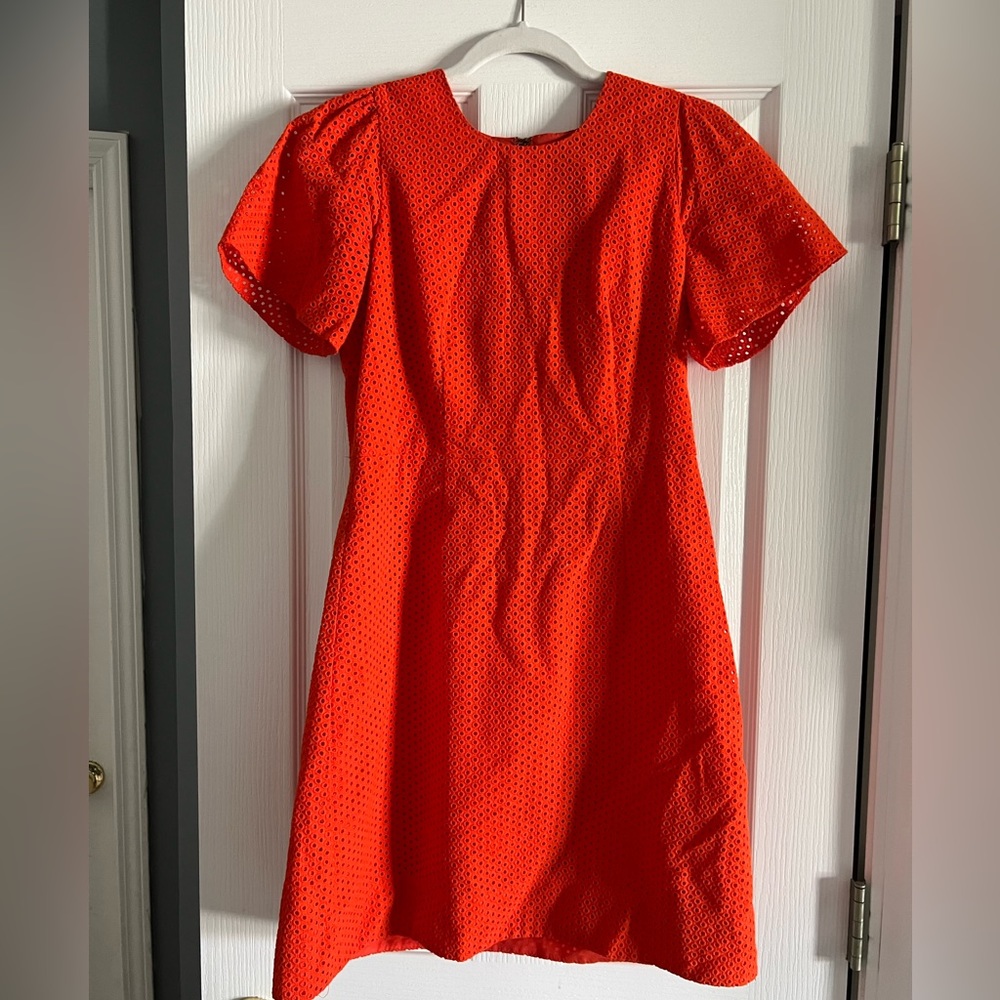 J. Crew orange bell sleeve fit and flare dress